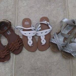 3 pair of size:13 girl sandals